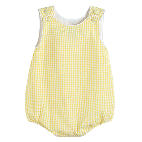 100012 Classic Yellow Gingham Baby Bubble Romper